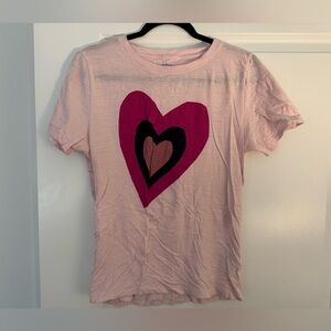 J. Crew Light Pink T-Shirt with Heart Design
